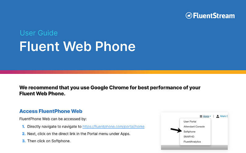 Screenshot of FluentStream Webphone User Guide