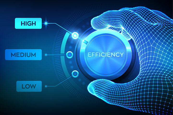Virtual hand moving the Efficiency dial to High, Medium or Low for Productivity Tools that Transform How You Work